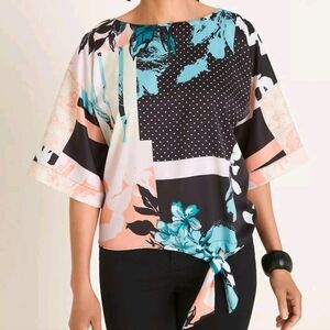 Chicos Kimono Sleeve Tie Waist Tunic XL Size 3 Multicolor